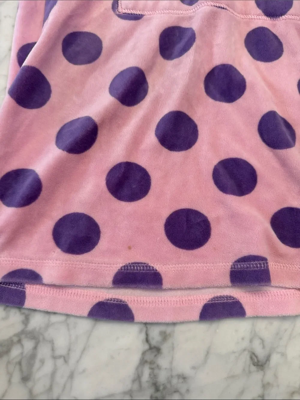 MINI BODEN Girls 7-8 Y Polka Dot Velour Hooded Tunic pink purple cover up Towel